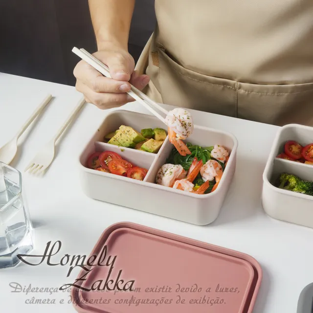 【Homely Zakka】北歐風高顏值撞色長方型享瘦減脂211餐盒/分隔便當盒_3色任選(微波爐加熱 減脂便當盒)