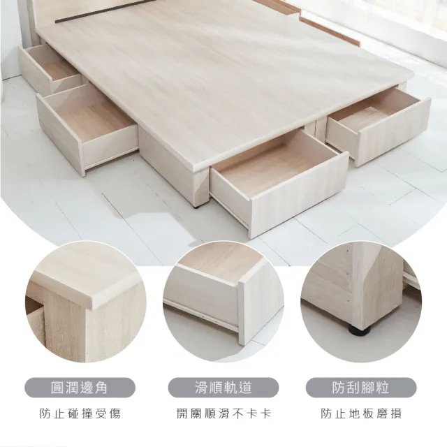 【藤原傢俬】白梧桐雙USB貓抓皮6抽床組3.5尺單人加大(雙USB貓抓床頭+新6抽床底/床架)