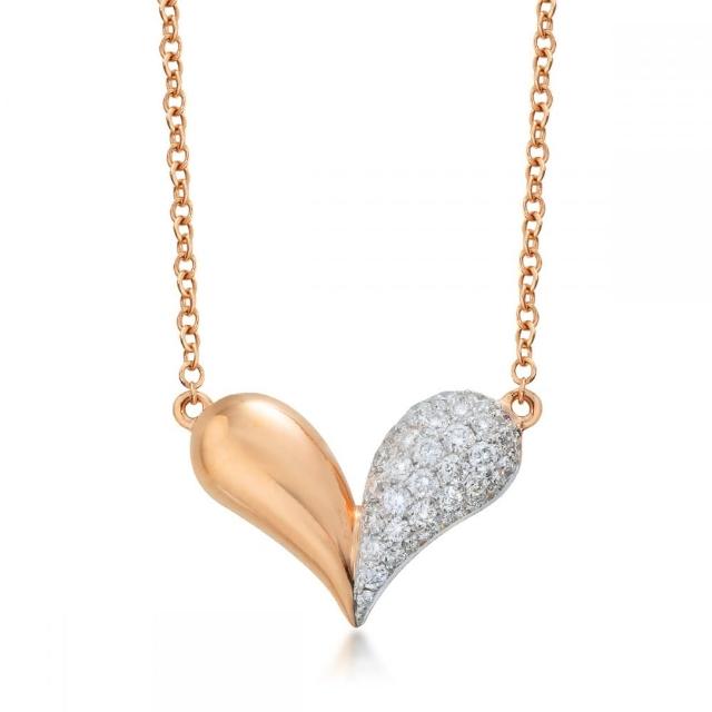【點睛品】Loving Hearts 24分玫瑰金閃耀之心鑽石項鍊
