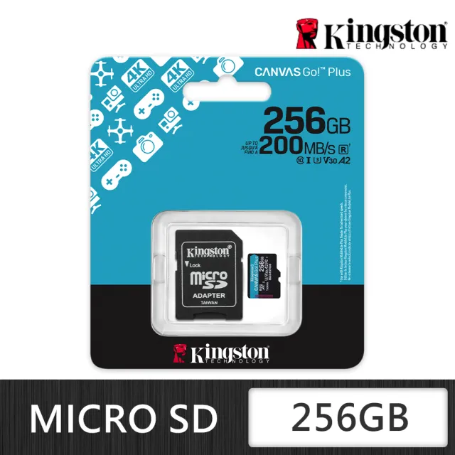 【Kingston 金士頓】Canvas Go Plus microSD 256GB 記憶卡(SDCG4/256GB)