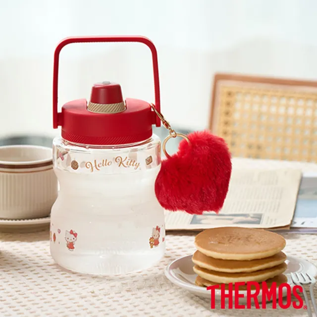 【THERMOS 膳魔師】超值2入_HelloKitty不鏽鋼超輕量彈蓋保溫瓶500ml+輕水瓶1200ml(JNL-504KT+TCSS-1200KT)