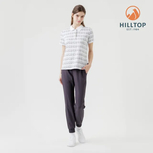 【Hilltop 山頂鳥】Polygiene抗UV吸濕快乾施華洛世奇縫釦印花滿版POLO衫 女款 白｜PS14XFL6ECBZ