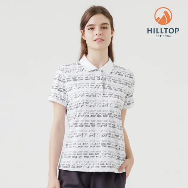 【Hilltop 山頂鳥】Polygiene抗UV吸濕快乾施華洛世奇縫釦印花滿版POLO衫 女款 白|PS14XFL6ECBZ