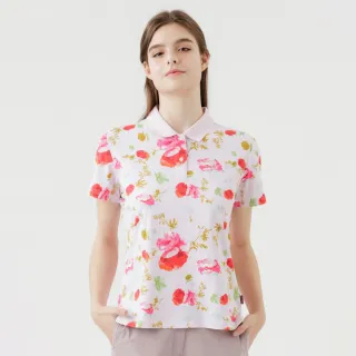 【Hilltop 山頂鳥】Polygiene抗菌抗UV吸濕快乾印花POLO衫 女款 淺粉｜PS14XFL7ECFZ