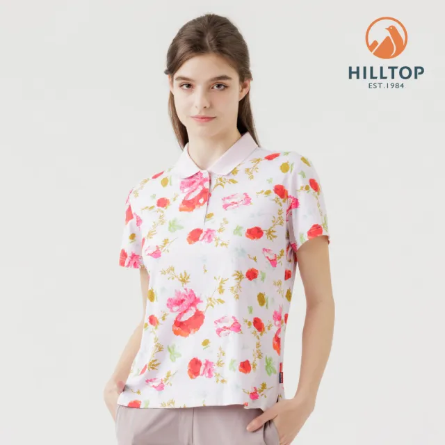 【Hilltop 山頂鳥】Polygiene抗菌抗UV吸濕快乾印花POLO衫 女款 淺粉｜PS14XFL7ECFZ