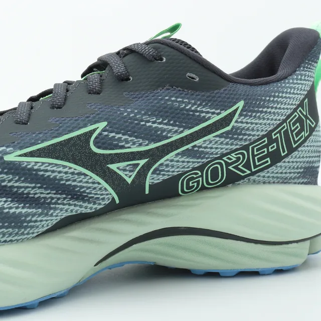 MIZUNO 美津濃】WAVE RIDER GORE-TEX 2 寬楦慢跑鞋灰深藍綠男
