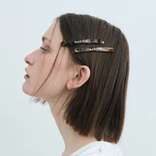 【MARITHE FRANCOIS GIRBAUD】官方旗艦 字母標誌LOGO細版髮夾2件組 MFG 醋酸髮夾(棕色)