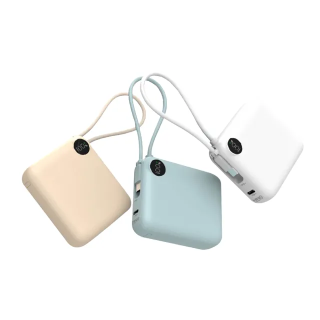 【MINIQ】MD-BP-081 10000mah 迷你自帶線閃充行動電源(自帶Type-C雙向充電線)