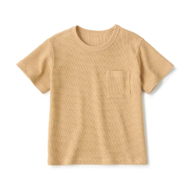 【MUJI 無印良品】兒童鬆餅紋圓領短袖T恤(共6色)