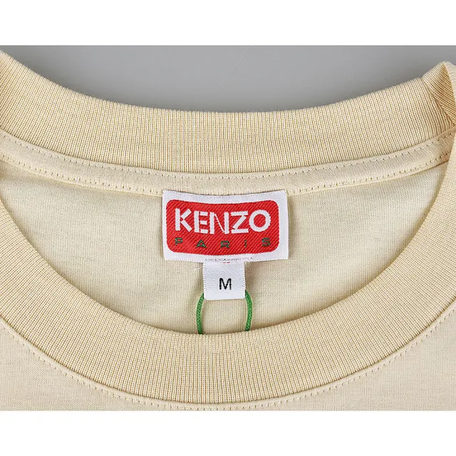 【KENZO】KENZO BOKE FLOWER 2.0立體LOGO花朵設計純棉短袖T恤(女款/奶油米黃)