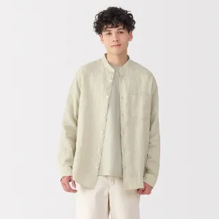 【MUJI 無印良品】男亞麻水洗立領長袖襯衫(共5色)