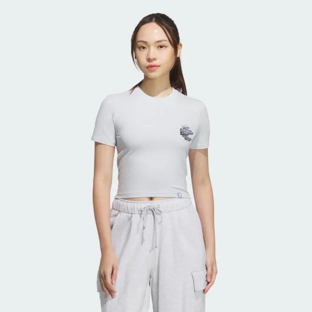 【adidas 愛迪達】短袖上衣 女 三葉草 國際碼 CS TEE W OR 灰 JN1681