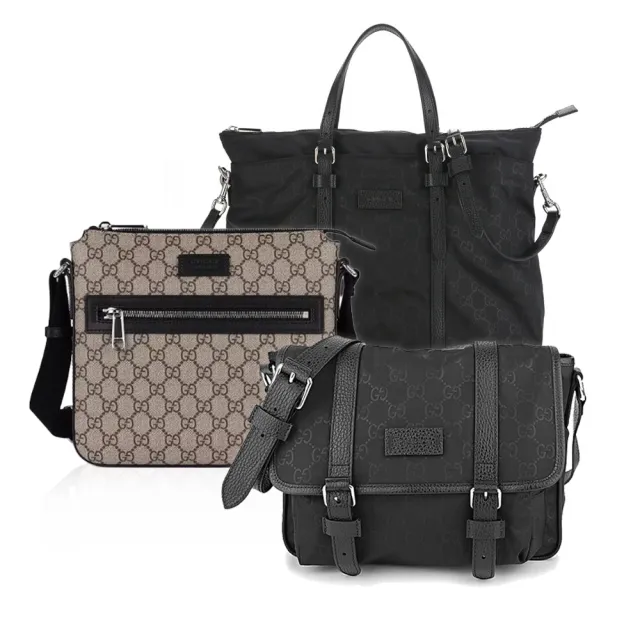 【GUCCI 古馳】經典GG LOGO牛皮飾邊購物包/郵差包(款式任選)