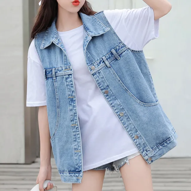 【ACheter】日系復古藍色馬甲休閒百搭牛仔背心短版外套#124332(5款任選)