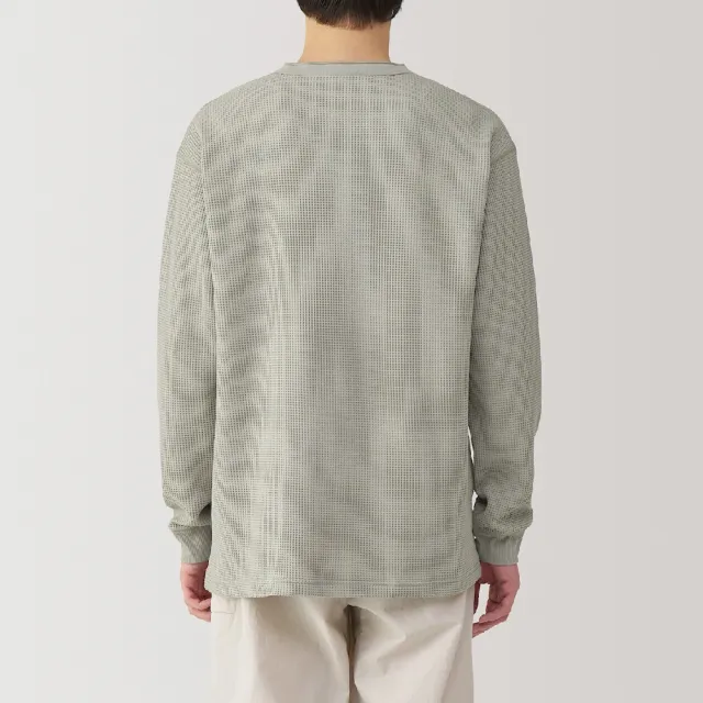 【MUJI 無印良品】男抗UV速乾鬆餅紋亨利領長袖T恤(共4色)