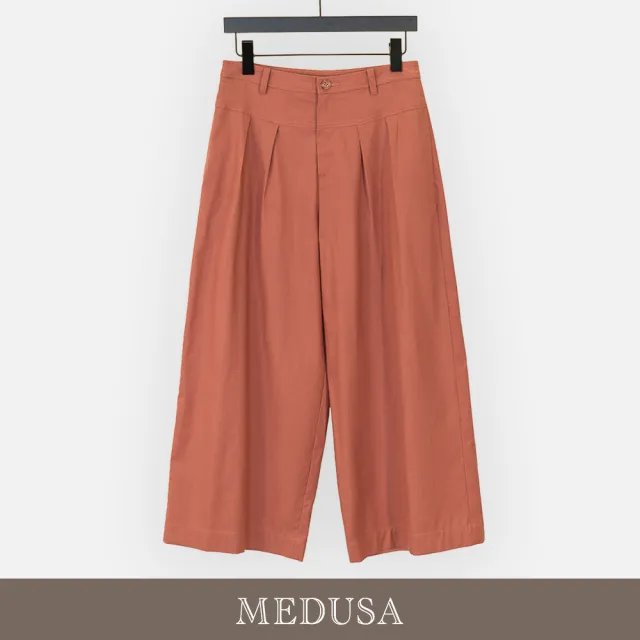 【MEDUSA 曼度莎】現貨-天絲棉褶邊直筒休閒寬褲（M-XL）｜女休閒褲 直筒褲(601-5080B)