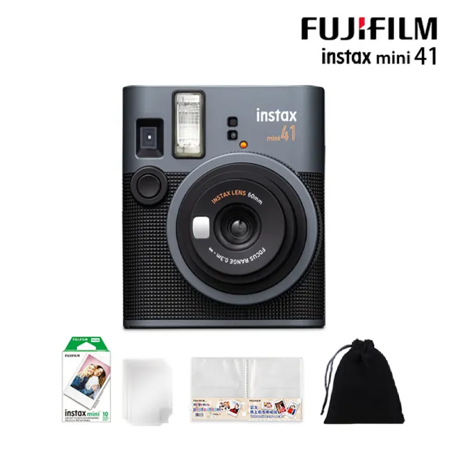 【FUJIFILM 富士】instax mini 41 拍立得相機 原廠公司貨(10張底片束口袋相冊超值組合)