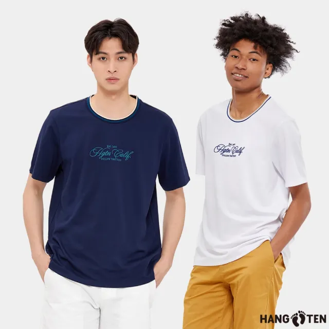 【Hang Ten】男裝-抗菌除臭領口織帶短袖T恤(多色選)