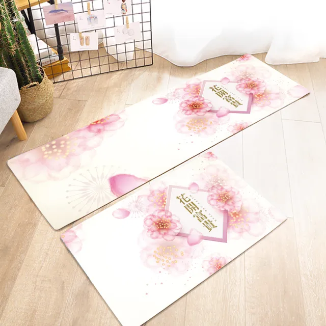 【半島良品】新年頂級防油防滑皮革新年地墊45x75cm+45x150cm(止滑 防水 免打理 回彈 可愛)