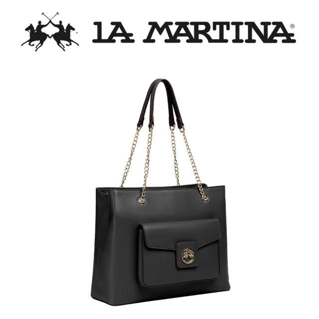 【LA MARTINA】雙11 義大利原裝進口 頂級皮革肩背包 1812P(黑色)