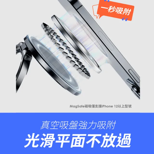 2入組【YOMIX 優迷】360°萬向旋轉免充電真空磁吸吸附手機支架(拍照神器/雙向吸附/自拍直播導航用)