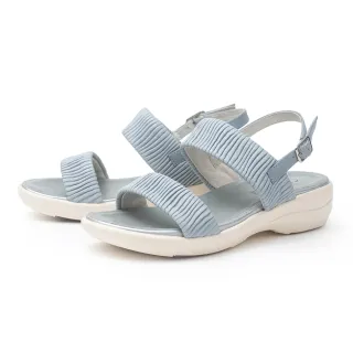 【CHOiCE】造型水波紋羊皮二字寬帶親膚涼鞋(藍色)