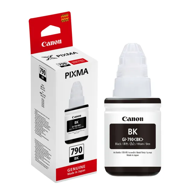 【Canon】官方直營 GI-790BK 原廠黑色墨水(適用機型:G1000/G1010/G2002/G2010/G3000/G3010/G4000/G4010)