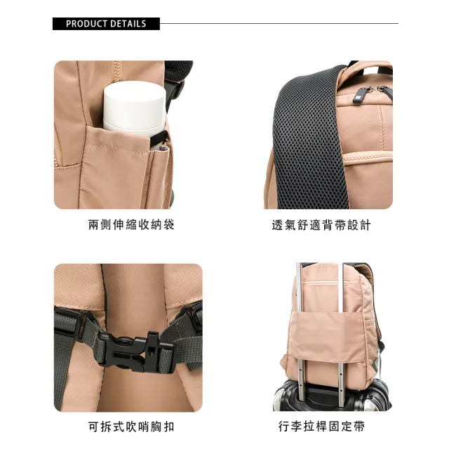 【金安德森】輕甜旅程 多功能隔層大款後背包(卡其色)