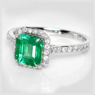 【似曾國際珠寶】IGI 18K白金1.49克拉 哥倫比亞祖母綠戒指(天然哥倫比亞祖母綠)