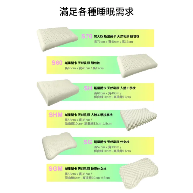 【Life】斯里蘭卡 天然乳膠枕 買一送一 多款選擇(麵包枕/加大麵包枕/人體工學/按摩枕/側睡枕)