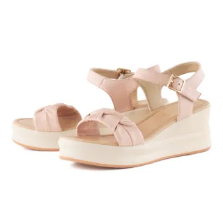 【CHOiCE】抓皺羊皮一字帶厚底涼鞋(粉色)