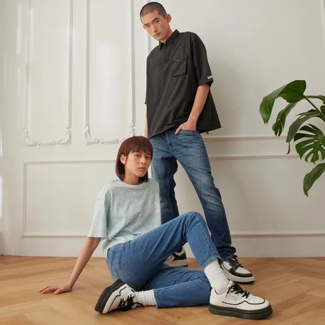 【Lee】女裝 牛仔褲 / 涼感 413 高腰標準小直筒 九分褲 中藍洗水 JADE::AIR系列(LB517047930)