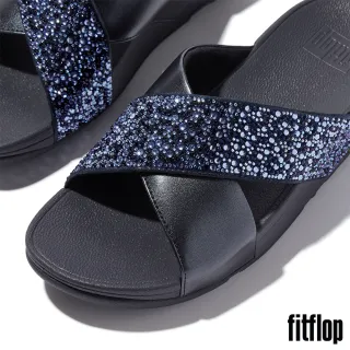 【FitFlop】LULU 水鑽混合交叉涼鞋-女(午夜藍)
