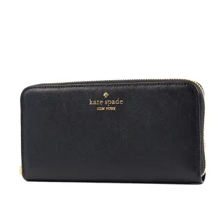 【KATE SPADE】Madison 防刮十字紋練長夾-黑色