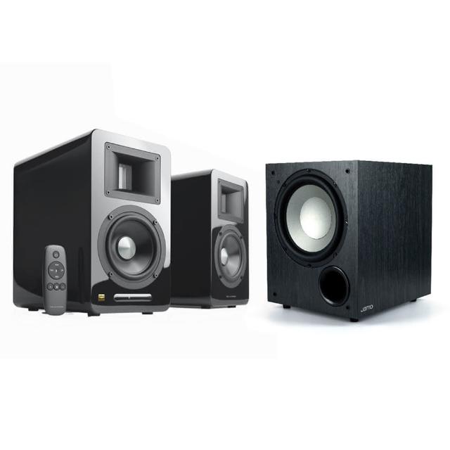 【AIRPULSE】A100 PLUS鋼烤黑+Jamo C910(雙聲道主動式音箱+10吋重低音喇叭)