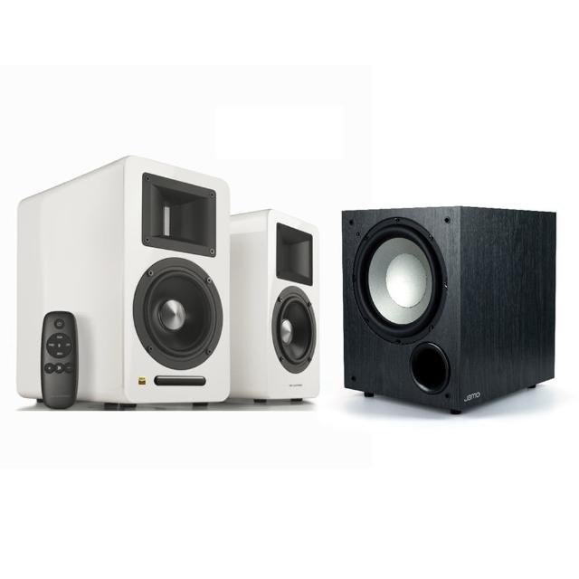 【AIRPULSE】A100 PLUS鋼烤白+Jamo C910(雙聲道主動式音箱+10吋重低音喇叭)