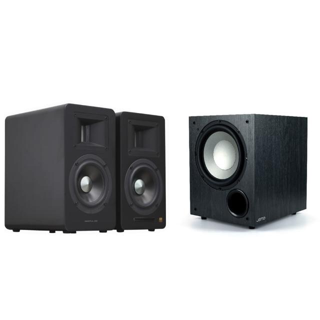 【AIRPULSE】A100 PLUS啞光黑+Jamo C910(雙聲道主動式音箱+10吋重低音喇叭)