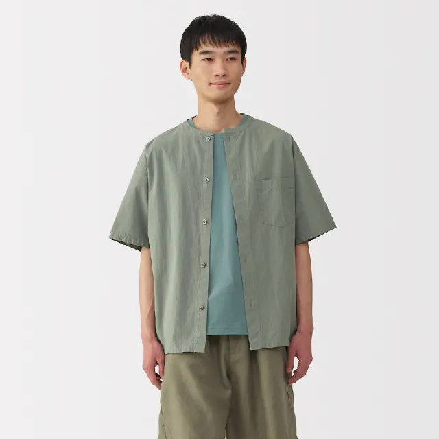 【MUJI 無印良品】男涼感無領短袖襯衫(共5色)