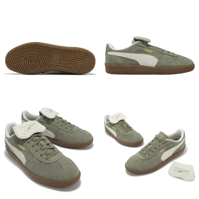 【PUMA】休閒鞋 Palermo Premium Suede 男鞋 女鞋 綠 米白 翻鞋舌 麂皮 德訓鞋(402350-02)