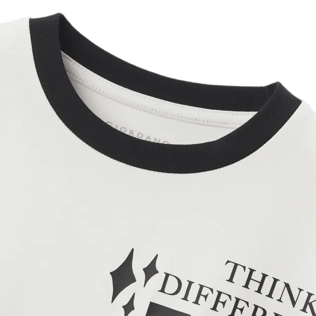 【GIORDANO 佐丹奴】童裝拼接印花短袖上衣 think differently(02 皎白)