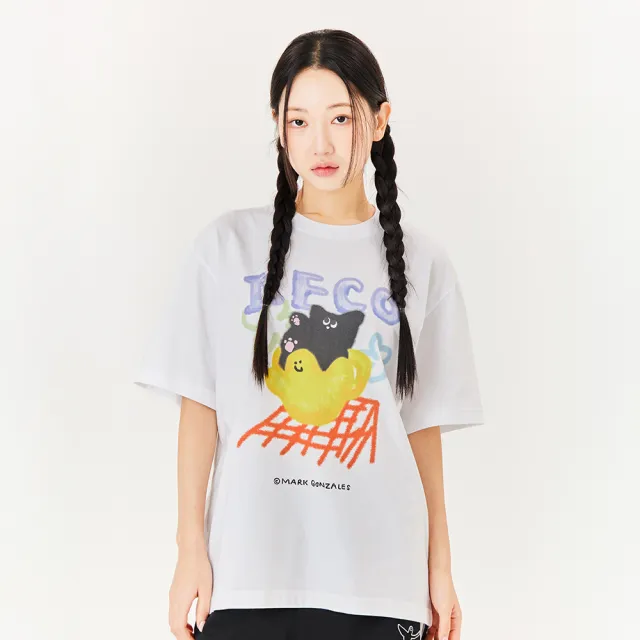 【Mark Gonzales】男女同款 MG NECO 小天使與貓T恤-白色