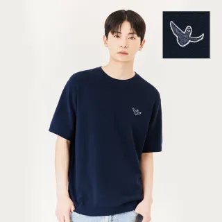 【Mark Gonzales官方旗艦】男女同款 小天使短袖針織上衣-深藍色