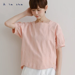 【a la sha】寬鬆蓬袖方領上衣