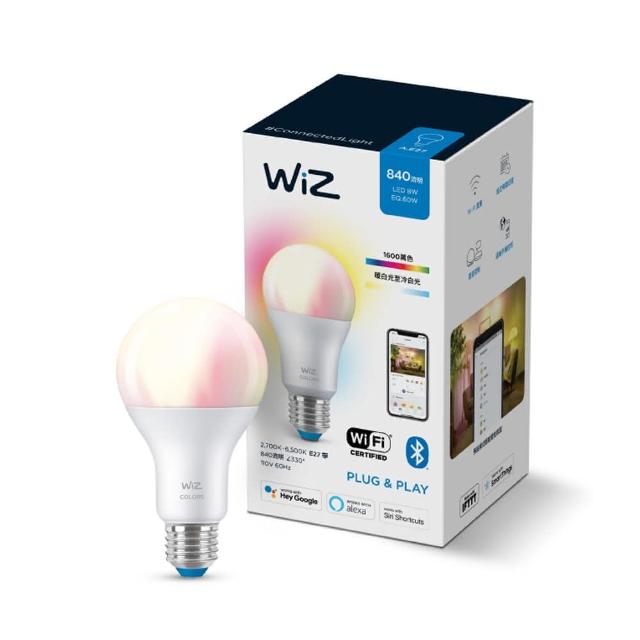 PHILIPS 飛利浦照明 WiZ 8W 全綵燈泡 3入組 PW04N，支援 Wi-Fi 直連無須路由器，可輕鬆調整亮度與色調，並設定日程自動開關。提供七彩光選擇，符合人因照明需求，節能高效，適合居家與商務使用。