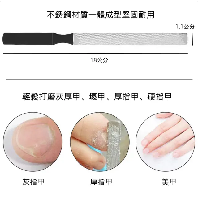 【月陽】加厚不銹鋼一體成型18公分精修快磨雙面指甲銼刀磨指甲板打磨灰厚甲(FN18)