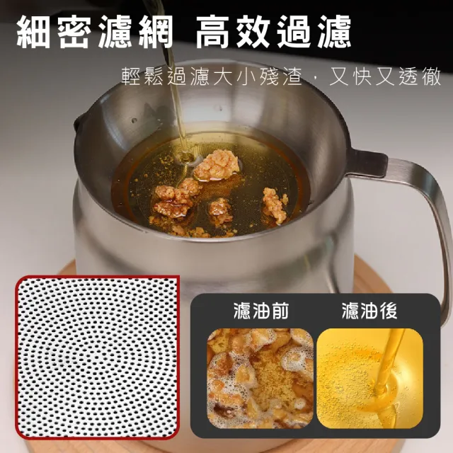 【鼎匠】韓國304不鏽鋼濾油壺油炸鍋加厚1.5L含蓋子 帶濾網大容量過濾油渣油瓶 泡麵碗茶咖啡壺湯鍋IH電磁爐