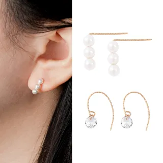 【MARIGOLD 美爾朵】女生耳環｜珍珠單鑽14K包金耳環(玫瑰金/金/墜飾/淡水珍珠/歐美)