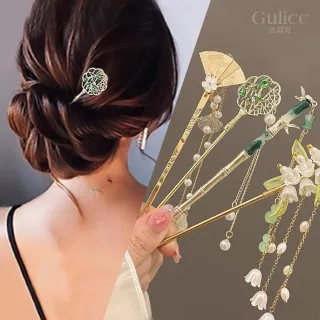 【Golicc】髮釵 優雅搖步 氣質髮簪 流蘇頭飾(母親節 生日 情人節 耶誕 髮飾 頭飾  髮簪 中國風 古典)