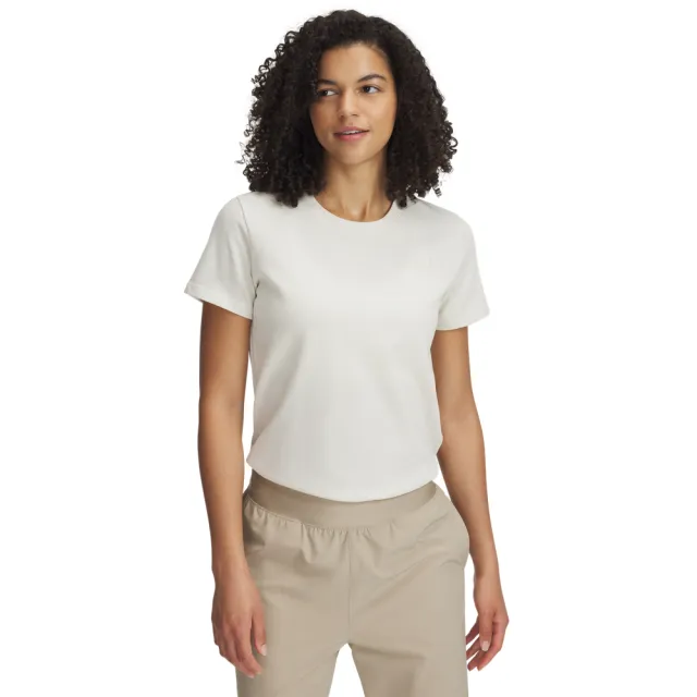 【UNDER ARMOUR】UA 女 HWT BRANDED CORE 短袖T-Shirt_1389745-279(米白色)