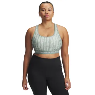 【UNDER ARMOUR】UA 女 Crossback 印花中衝擊運動內衣_1361042-348(灰綠色)